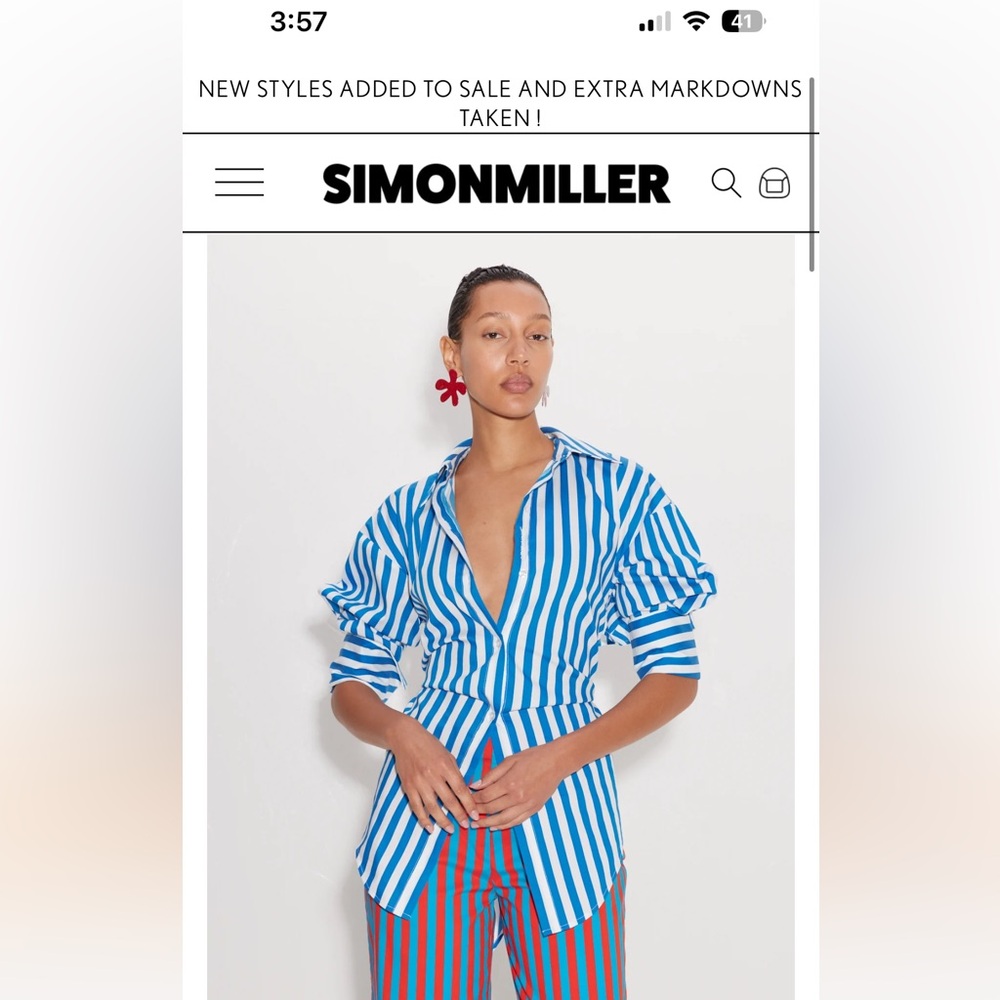 Simon Miller blue white striped poplin loch striped shirt xs